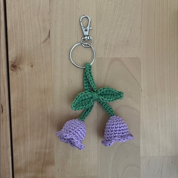 Hand Crafted Accessories - Handcrafted Crochet Lily of the Valley Bag Charm with Flower Accessory Keychain